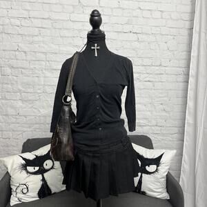 Y2K Old Navy black V neck cardigan sweater quarter sleeve XS grunge bella swan